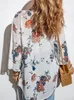 Women's Blouses European And American-Style Three-Quarter-Sleeve Floral Print Cardigan