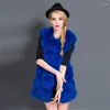 Women's Fur Thick Imitation Sleeveless Jackets Warm Mink Coats Waistcoat Vests Long Gilet