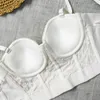 Czołgi damskie białe perły bralet korslety imprezowy ślub bustier stanik przycięty top