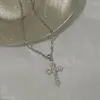 Anhänger Halsketten Y2K Punk Kristall Kreuz Für Frauen Mädchen Gothic Unregelmäßige Schlüsselbein Kette Ästhetischer Schmuck