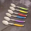 Łyżki stali nierdzewnej Laguiole obiad łyżka duża duża łyżka stołowa Rękołaja Rękołaja Zupa Scoop Multi Color Clack Cafe 6pcs 8 5i218k