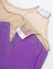 Stage Wear Kids Teens Sleeveless Shiny Rhinestone Mesh Splice Figure Skating Dress Girl Ballet Gymnastics Leotard Competition Dance Costume