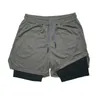 Shorts pour hommes Short de Fitness Double couche pour hommes cordon de serrage doublure en maille taille élastique respirant séchage rapide à la plage piscine été MaleL1218