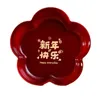 Plates Plastic Spring Festival Snack Plate Durable Anti-fall Round Flower Shaped Table Serving Tray Red Storage Gift