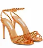 Designer Tesca Sandals Chaussures Femmes ouvertes Boutelle Round Bobine Buckle STILETTO-HEEL SEXY SUMME HEURS HEELS MARIAGE BRIDAL EU35-43