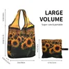 Shopping Bags Sunflowers Landscape Women's Casual Shoulder Bag Large Capacity Tote Portable Storage Foldable Handbags