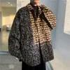 Vestes pour hommes printemps automne laine imprimé léopard veste haute rue lâche décontracté hommes hauts pardessus vêtements masculins