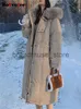 Parka da donna in piumino Botvotee addensare parka caldo per le donne 2023 nuova moda cappotti con collo in pelliccia con bottoni e cappuccio autunno inverno giacca casual solida J231219