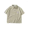 Men's Casual Shirts Selling Short Sleeve Polo Shirt For Summer Work Clothes Japanese Vintage Lapel Half Design T-shirt