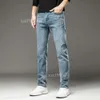 대형 패션 크기 디자이너 청바지, 2024 Fit High Slim Straight Leg Elastic Autumn 및 Winter Thick Men 's Ash