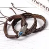 Urok bransoletki skórzana bransoletka dla mężczyzn niebieskooką palmowe dzianinowe proste połączenie DIY Personalizowana biżuteria uliczna po