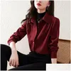 Womens Blouses Shirts Korean Style Casual Turn-Down Collar Fall Winter Girly Long Sleeve Loose Fit Versatile Cropped Blouse Qy297 Drop Dhwim