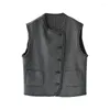 Gilets pour femmes MICOCO V9050C littéraire et artistique simple sens de haute qualité du tempérament de bord de laine gilet double face en laine ample