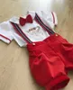 Conjuntos de roupas bebê menino conjunto outono inverno vermelho azul veludo cavalo bordado vintage para o natal eid causal