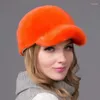 Bérets Peau Entière Chapeau De Paille Orange Baseball Femme Protection Oreille Hiver