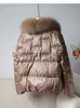 Parka da donna in vera pelliccia di volpe naturale collo in vera pelliccia di volpe 90% piumino d'anatra streetwear visone capelli nuova moda giacca invernale da donna spesso caldo piumino da donna J231219