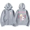 Men's Hoodies Anime Sweatshirt Hannya Mask Zipper Hoodie Futuristic Kitsune Zip Up Jacket Streetwear Unisex Manga