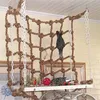 Andra fågelförsörjningar 40 40 cm papegoja klättring Net Toy Swing Rope Stand Hammock med krok hängande tugga bitande leksaker 231218