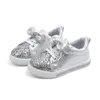 Atletische Outdoor Lente Herfst Meisjes Schoenen Baby Sneakers Kinderen Casual Mode boog knoop Glitter Leer antislip Platte Prinses i231218