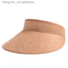 Visorlar Yaz Unisex Boş Top Güneş Visor Şapkası Yaz Ketenleri Büyük Geniş Str Str Güneş CS UV Koruma Şapkası Erkekler ve Kadınlar için