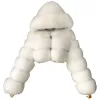 女性ファッション冬のフェイクファークロップコートふわふわジップフード付き温かい短いジャケット