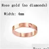 Bandringar Titanium Steel Sier Love Ring Men and Women Rose Gold Jewelry For Lovers Par Gift Storlek 5-11 Bredd 4-6mm Drop Leverans Otoen