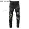 es amari amirl Marque amirlies am amis Micro imiri amiiri AM Vêtements de créateur de mode es Street Jeans Denim Pantalons Populaires 865 Haute Élastique Couteau Coupé Trous Peinture S 6W20