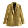 Damespakken Dames Blazer Goud Elegante Damesjassen Lange Mouw Kantoorkleding Mode Vrouw 2023 Knop Herfst Formeel Jasje