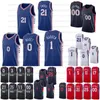 Kids Tyrese Maxey Joel Embiid Basquete Jersey Allen Iverson Julius Erving Sixer Matisse Thybulle 2023 2024 City White Edition Retro Camisa Azul 21 0 3