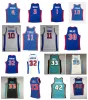 Hill Piston Grant Basketball Jersey Detroits Joe Dumars Ben Wallace Chauncey Billups Rasheed Wallace Jerry Stackhouse Mitchell and Ness Throwback Blue Size S-XXL