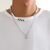 Naszyjniki wiszące ingesight.Z 2pcs/set punk metalowy naszyjnik dla kobiet mężczyzn bohemia back biały miękka gliniana biżuteria Choker