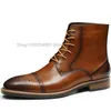 Retro Western 459 Classic Ankle Calfskin Handgemaakte motorfiets Leather Sole High Top Lace Up Winter Boots 231219