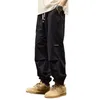Pantaloni da uomo da uomo vestibilità ampia streetwear cargo con tasche elastico in vita per pantaloni lunghi stile hop cinturini alla caviglia