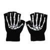 Party Decoration Warm Knitting Gloves For ADT Solid Acrylic Half Finger Glove Human Skeleton Head Gripper Print Cycling Non-Slip Wri Dhteg