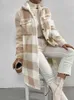 Giacca da donna Colletto rovesciato Manica lunga Cardigan con bottoni scozzesi Cappotti oversize in pile da donna FYY 90093 231219