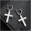 Stud Fashion Mens Women Earrings Gold Sier Color Ice Out Square Cz Cross Hip Hop Gift254A Drop Delivery Jewelry Dhesj