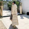Parkas pour femmes Femmes X-long à capuche vers le bas manteau coton rembourré 2022 nouveau design coréen longueur cheville allongé épaissir chaud à capuche pardessus vêtements de neige J231219