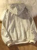 Kvinnor Hoodies Sweatshirts Zip Up Women Korean Style For Girls Top Vintage Stripe Long Sleeve Overdized Hooded Sweatshirt Jacket Casual Large Coats 231218
