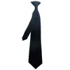 Noeuds papillon 50x8cm uniforme pour hommes couleur noire unie imitation soie clip-on cou pré-attaché