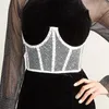 Cintos cintura cintura bandagem com suporte de peito transparente cummerbunds mulheres cinto espartilho magro