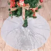 Décorations de Noël Arbre Argent Jupe Double Couches Tissu Sol Bling Tapis Décoration De Pied