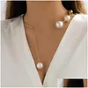 Collane con ciondolo Personalità Semplice Perline geometriche Catena con clavicola Colletto aperto Design Vento freddo Collana con perle imitazione Orecchini Dr Otnpq