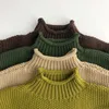 Pullover Dzieci Knitte Sweater Autumn Winter Boys Girls Korean Fashion Retro Turtleck Pullover Kids Warm Basic Shirtl231215