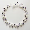 Hair Clips Purple Color Crystal Hairbands Women Wedding Jewelry Accessories Pearl Flower Handmade Bridal Vine Tiara