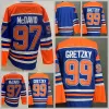 Hommes Hockey sur glace 97 Connor Mcdavid Jersey 99 Wayne Gretzky 29 Leon Draisaitl 93 Ryan Nugent-Hopkins Point blanc Bonne équipe Bleu Blanc Orange 87