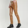 Pantalon en cuir pour hommes, coupe slim, élastique, mode, PU, motard, imperméable, 231218