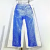 Jeans pour femmes Printemps 2023 Tendances Vintage Wash Contraste Couleur Pantalon Mode Coréenne Coton Cordon Large Jambe