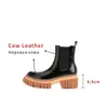 Boots MUMANI Woman's Chelsea Boots Black Genuine Leather Round To Autumn Winter ANKLE Boots High Heel Black Platform Shoes 231219