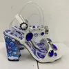 2024 women Ladies Genuine patent sandals dress shoes chuckly high heels peep-toe wedding party print buckle Strap diamond Bohemia blue-and-white porcelain size 35-43