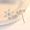 Pendientes de tuerca de plata de ley 925, joyería de copo de nieve Crsytal para mujer, moda XY0236